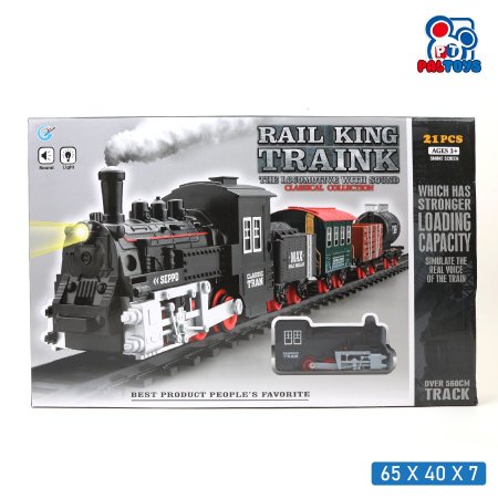 قطار ألعاب كلاسيكي مع عربة فحم – Rail King Steam Train